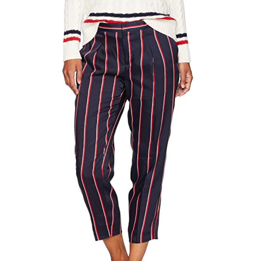 Ralph Lauren Pants Striped-Twill Straight-Leg Ankl